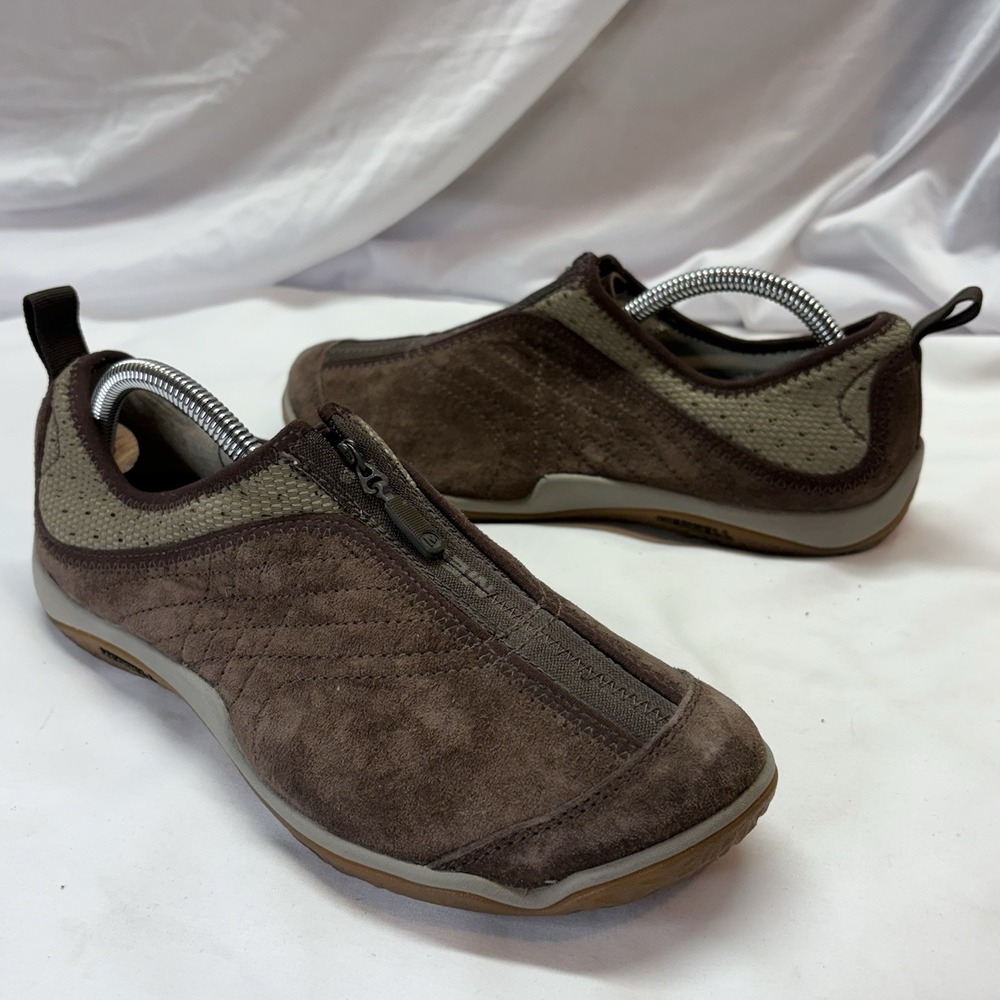 Merrell Lorelei Minimalist Brown Suede Performance Zip Shoes Size 8